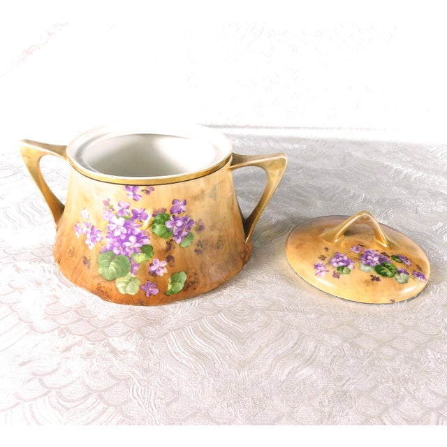 Purple Royal Munich Zeh Scherzer Wood Look Porcelain Biscuit Jar For Sale - Image 8 of 12