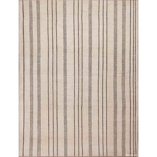 Minimalist Striped Cream Background Geometric Modern Area Rug For Sale