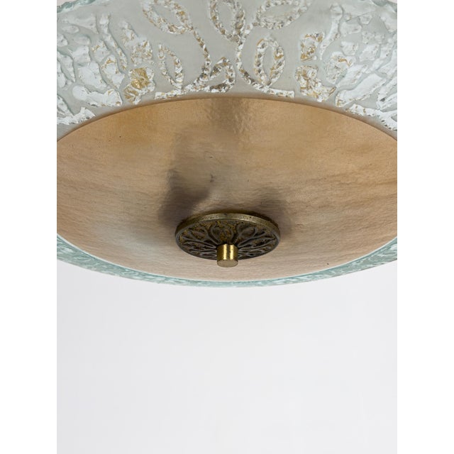 Swedish Modern Floral Glass Ceiling Plafond with Patinated Brass, Sweden, 1940s For Sale - Image 4 of 10