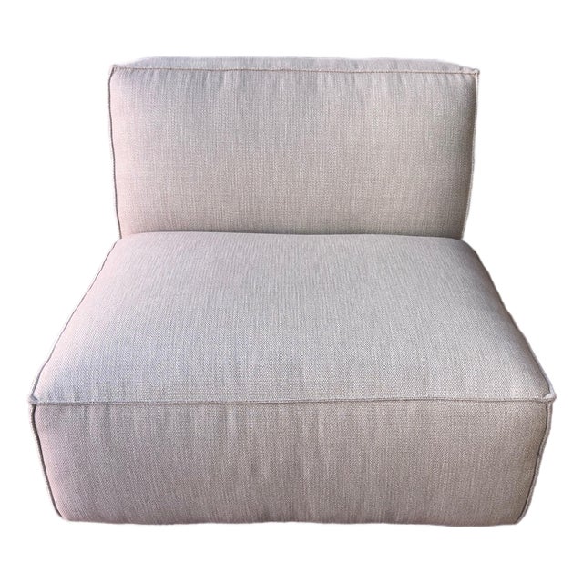 Restoration Hardware Como Modular Armless Chair- Two Tone Linen For Sale