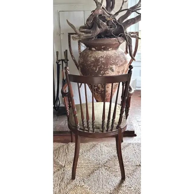 Antique English Spindle Carved Wood Arm Chair For Sale - Image 4 of 6