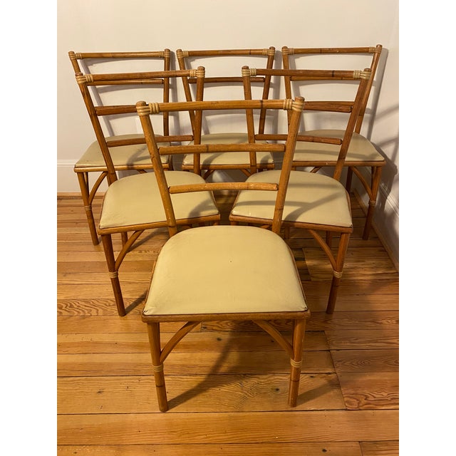 Mid Century Haywood Wakefield Faux Bamboo Rattan Dining Chairs Set Of 6 Chairish