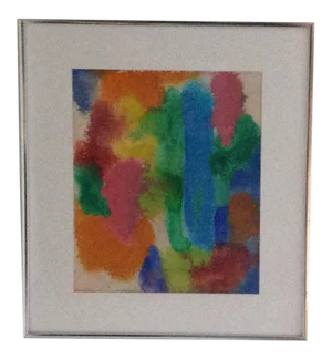 Vintage Original Watercolor Splotches Abstract Painting Famed Art Artist Signed