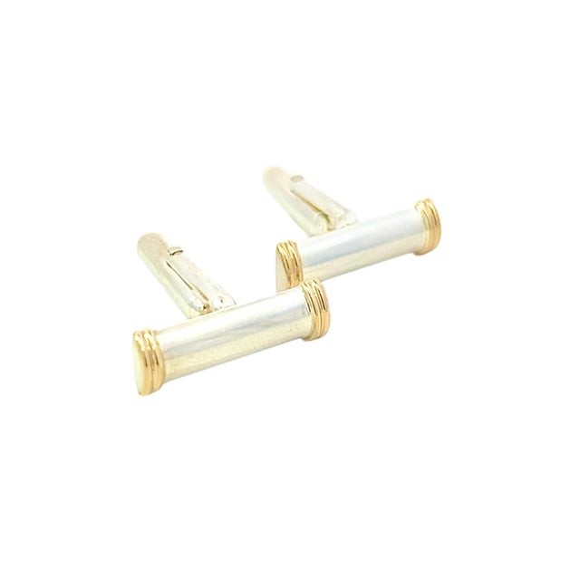 1990s Pair of Tiffany & Co Cufflinks 18k Gold Sterling Silver Estate For Sale In New York - Image 6 of 11