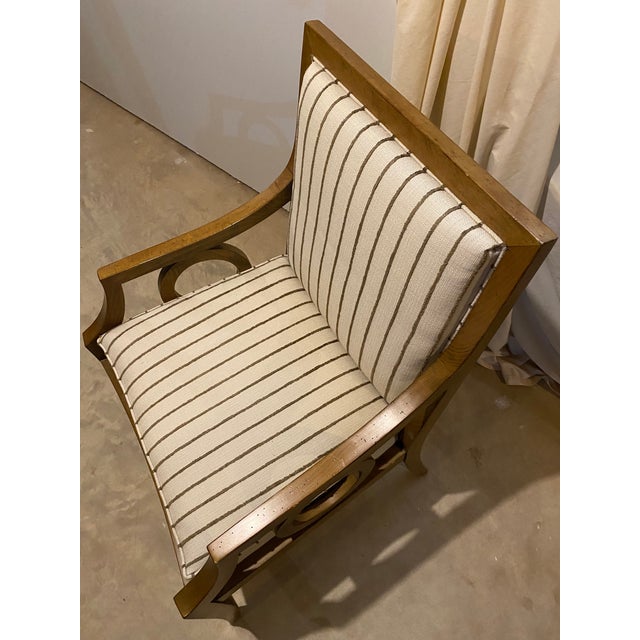 Contemporary Wood Framed Striped Easy Chair For Sale - Image 4 of 8