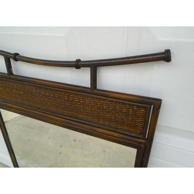 1980s Mid-Century Ming Style Chinoiserie Metal Faux Bamboo Wall Mirror For Sale - Image 4 of 6