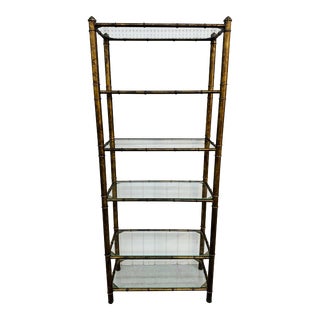 Vintage Faux Bamboo Glass Etagere For Sale