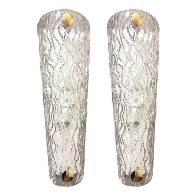 Monumental Clear Murano Glass Wall Sconces by Simoeng, Set of 2 For Sale