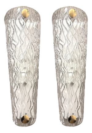 Monumental Clear Murano Glass Wall Sconces by Simoeng, Set of 2