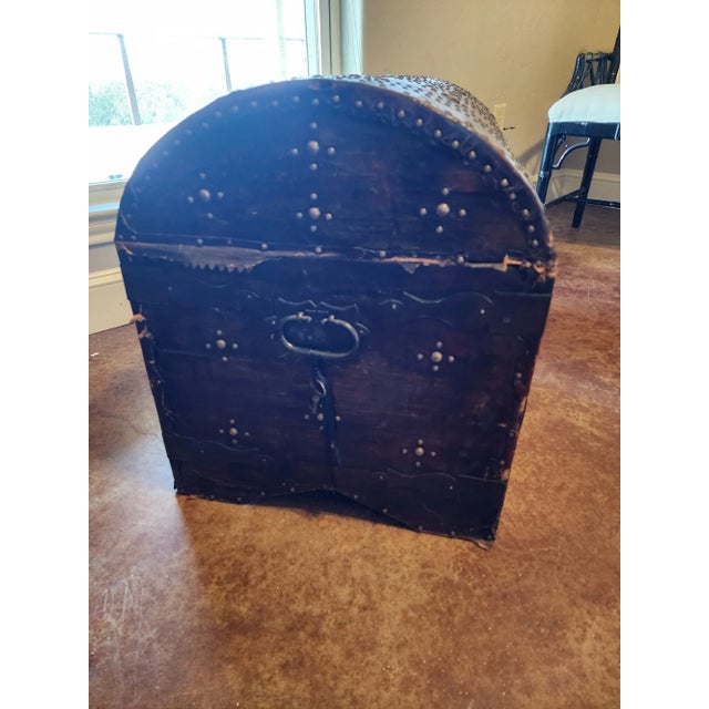 Rustic Antique Domed Trunk For Sale - Image 3 of 9