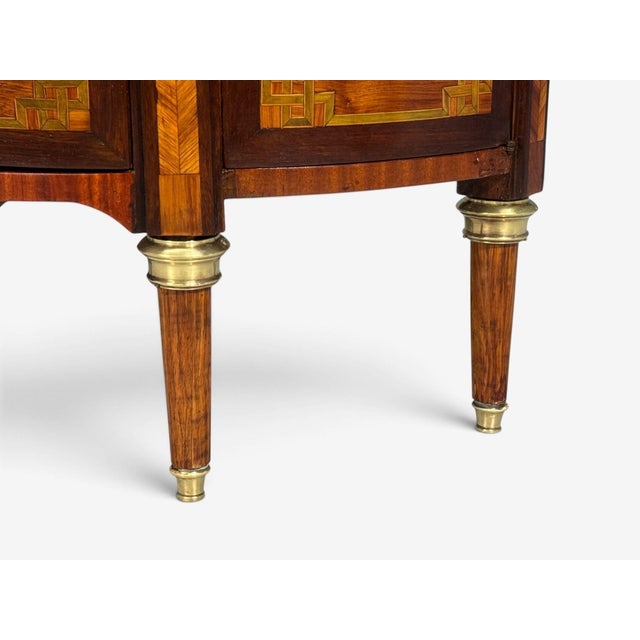 Louis Xvi, Diminutive Demilune Commodes, Inlaid Wood, Bronze, France, 19th C. For Sale - Image 13 of 18