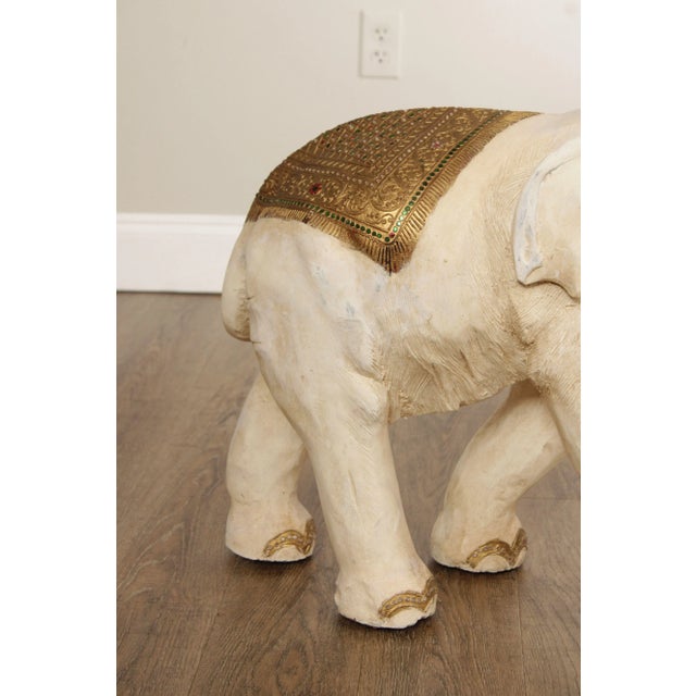 Vintage Carved Teak and Cast Plaster Elephant Statue For Sale - Image 9 of 12