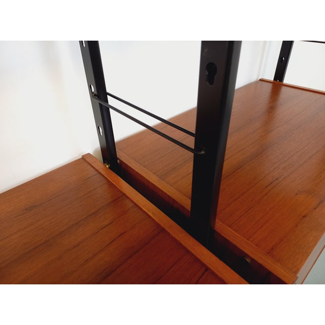 Vintage Italian Double Modular Shelf Bookcase in Teak and Metal, 1960s For Sale - Image 14 of 18
