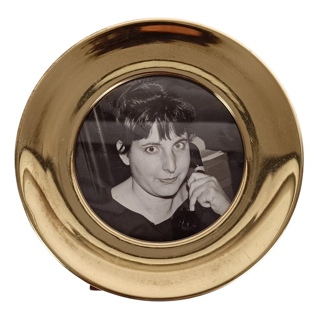 Vintage Italian Round Brass Picture Frame, 1970s For Sale