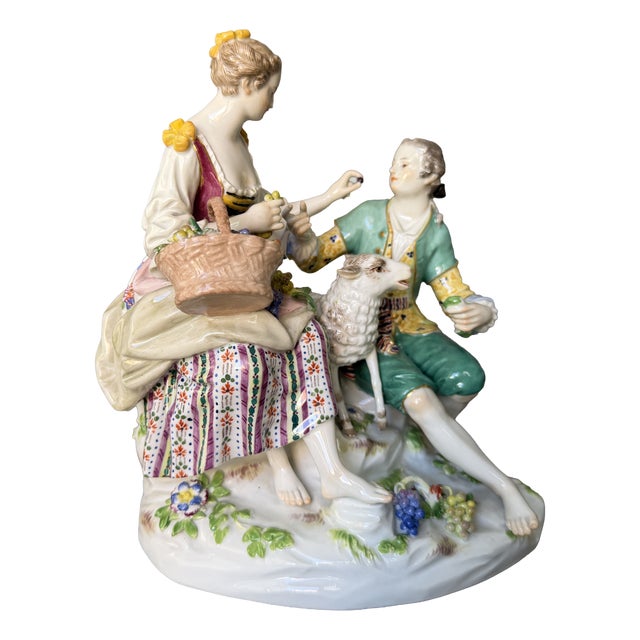 Grupo De Pastores C41 Porcelain Figurine by Michel Victor Acier for Meissen Porcelain, 1880 For Sale