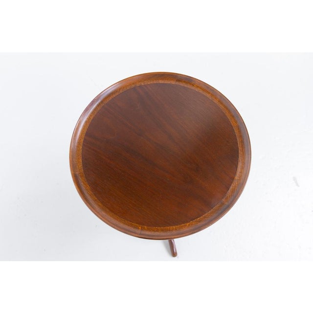 Round Danish Side Table in Oak and Walnut by Anton Kildeberg, 1960s For Sale - Image 4 of 17