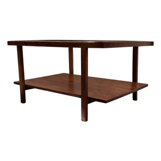 Brazilian Modern Rectangular Side Table in Rosewood & Glass, Unknown, 1960s For Sale