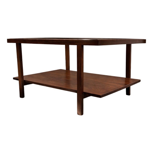 Brazilian Modern Rectangular Side Table in Rosewood & Glass, Unknown, 1960s For Sale