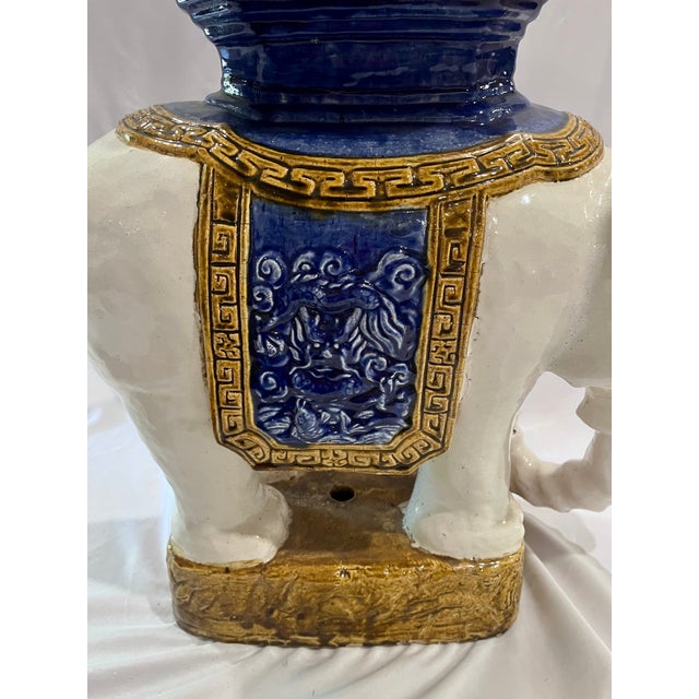 Mid-20th Century Chinese Shiwan Ceramic Elephant Garden Stool For Sale - Image 15 of 17