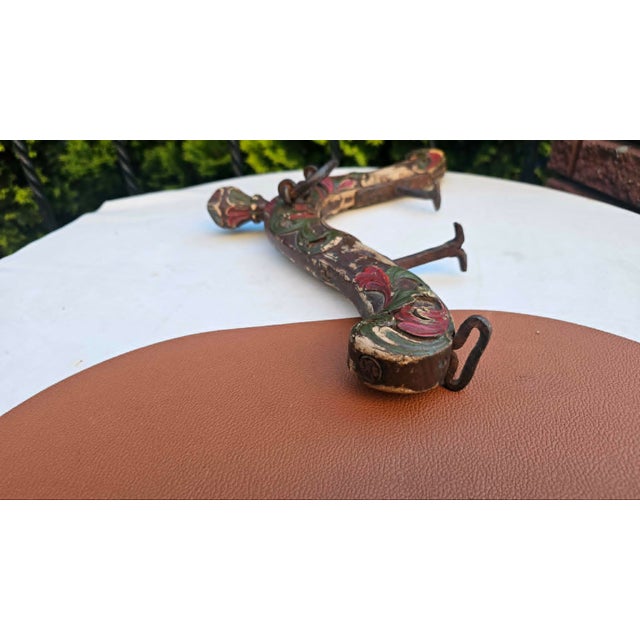 19th-Century Carved and Painted Wooden Horse Collar For Sale - Image 9 of 10