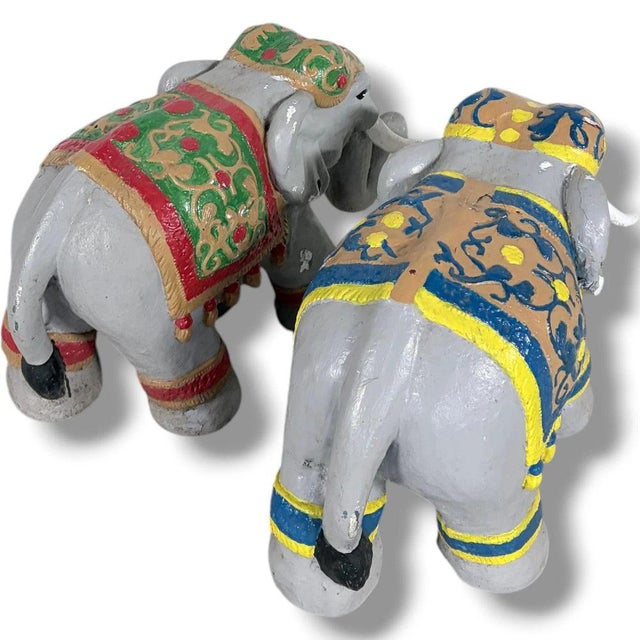 Gold Vintage Elephant Sculptures with Intricate Details, Set of 2 For Sale - Image 8 of 10