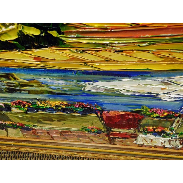 Textile Maya Eventov "A Patio Scape" Framed Original Acrylic Flowers Hand Signed 681806 For Sale - Image 7 of 11