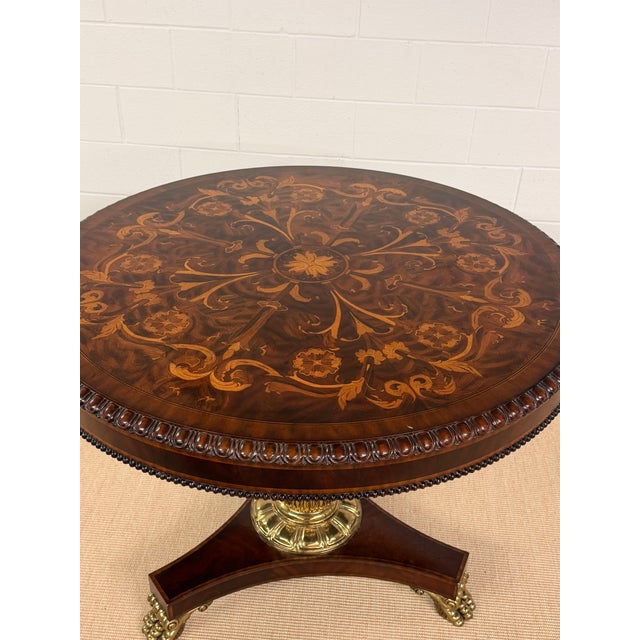 1980s 1980s Tall Marquetry Top Center Table From Maitland Smith For Sale - Image 5 of 12