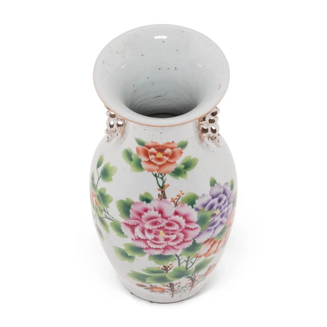 1920s Pair of Chinese Peony Fantail Vases For Sale In Chicago - Image 6 of 8