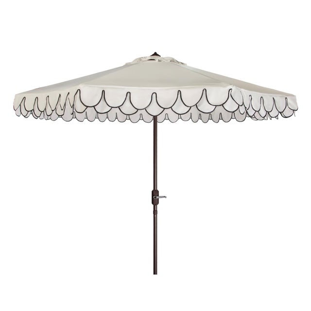 Elegant Valance 11Ft Round Umbrella, Ivory With Black Trim For Sale In Philadelphia - Image 6 of 6