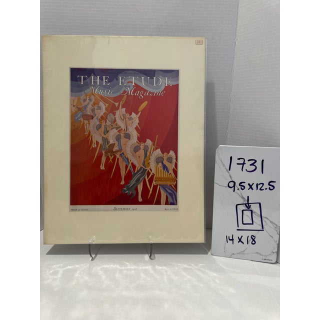Paper 1928 Original the Etude Magazine Cover, September, f.s. Cooke, Art Deco, Matted For Sale - Image 7 of 7