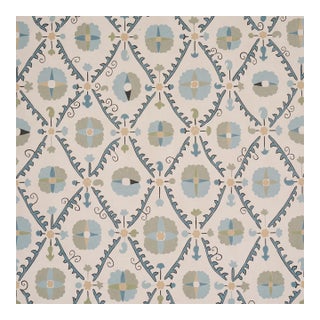 Sample - Schumacher x Johnson Hartig Amal Wallcovering in Calm Blue/Laurel Green For Sale