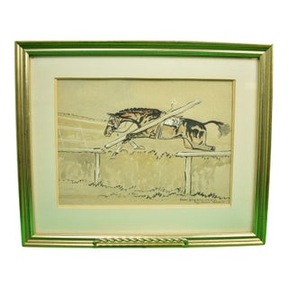 Slater Going to His Own Kind at Aintree C1935 Watercolor by Paul Brown For Sale