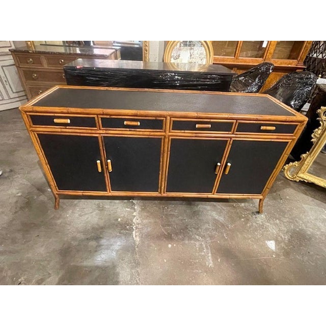 Late 20th Century Vintage Italian Black Rattan Sideboard For Sale - Image 5 of 8