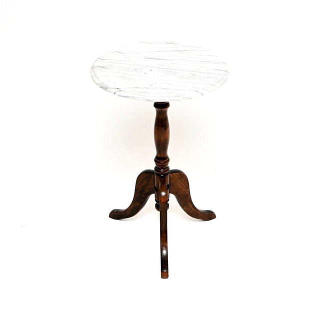 Brown Antique Georgian Marble Top Wine Table, 1950s For Sale - Image 8 of 8
