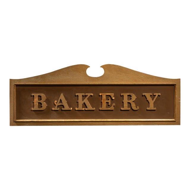 Vintage Large Wooden “Bakery” Trade Sign For Sale