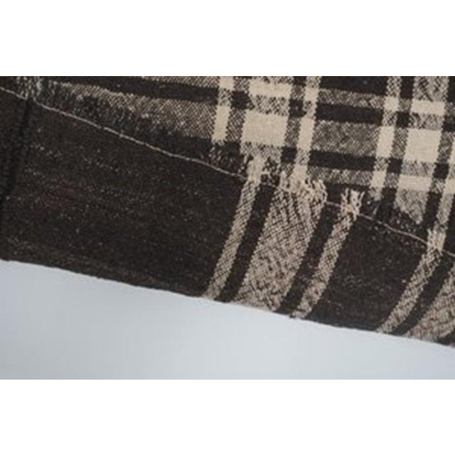 Black and White Striped Kilim Rug in Goat Hair For Sale - Image 10 of 11