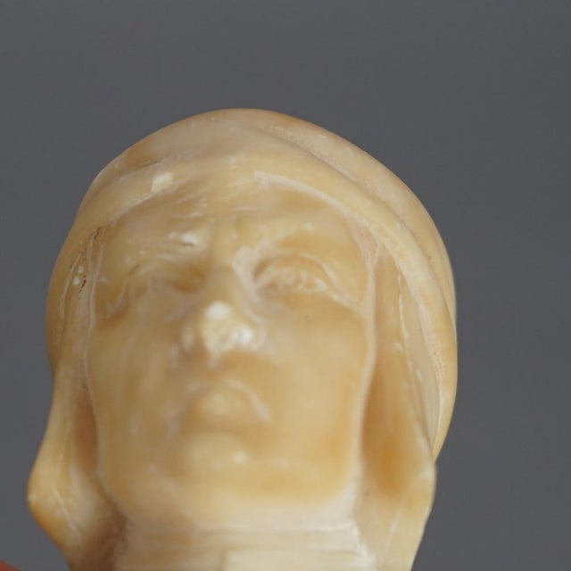 Cream Early 20th Century Antique Italian Neoclassical Carved Alabaster Bust Circa 1900 For Sale - Image 8 of 9
