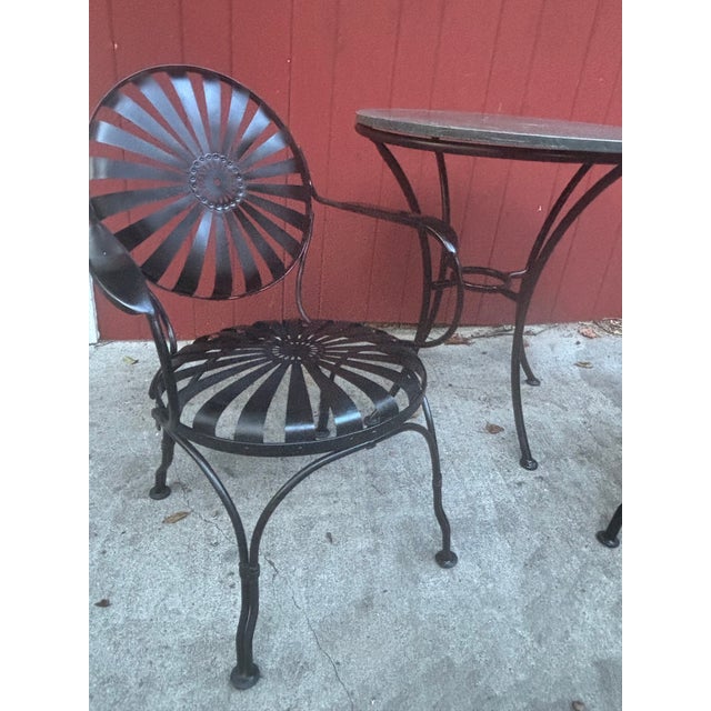 Metal Francois Carre Garden Dining Chairs - A Pair For Sale - Image 7 of 12