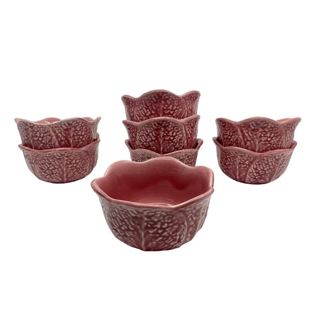 Mid-Century Modern 1970s Vintage Pink Cabbage Bowls by Secla - a Set of 8 For Sale - Image 3 of 12