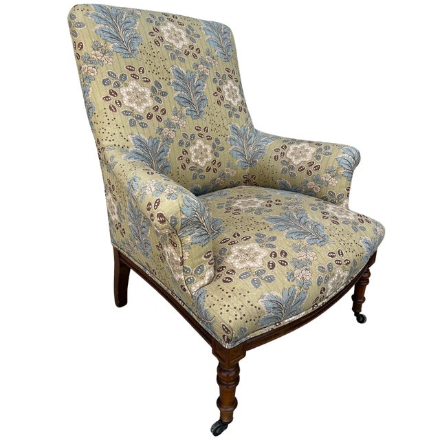 2 available. A handsome vintage chair, thoughtfully reupholstered in Jasper’s Odine—a beautiful floral print in sage...