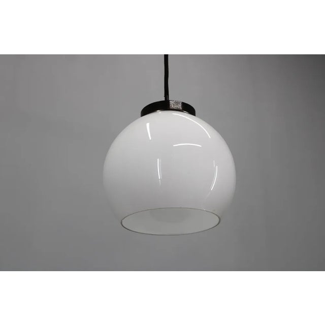 Vintage Art Deco Glass & Brass Pendant, Czechoslovakia, 1930s For Sale - Image 4 of 7