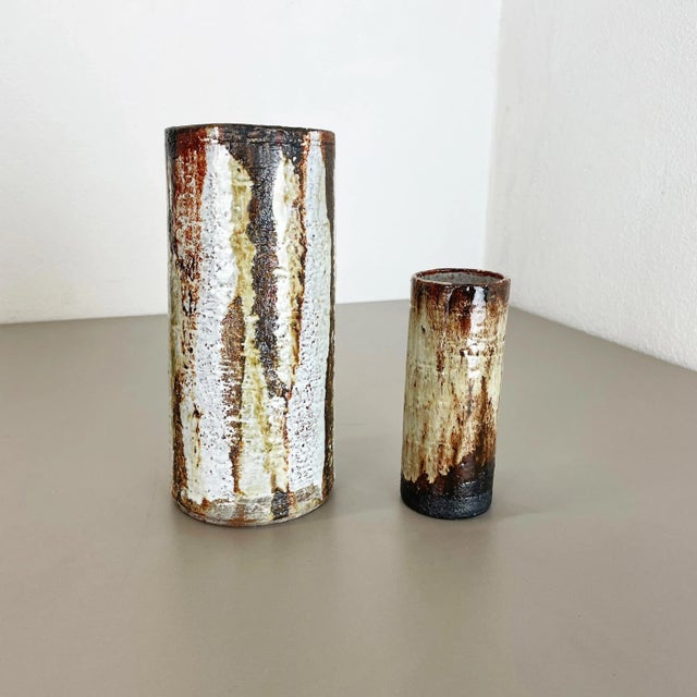 Ceramic Studio Pottery Tube Vase from Gerhard Liebenthron, Germany, 1970s, Set of 2 For Sale - Image 3 of 18