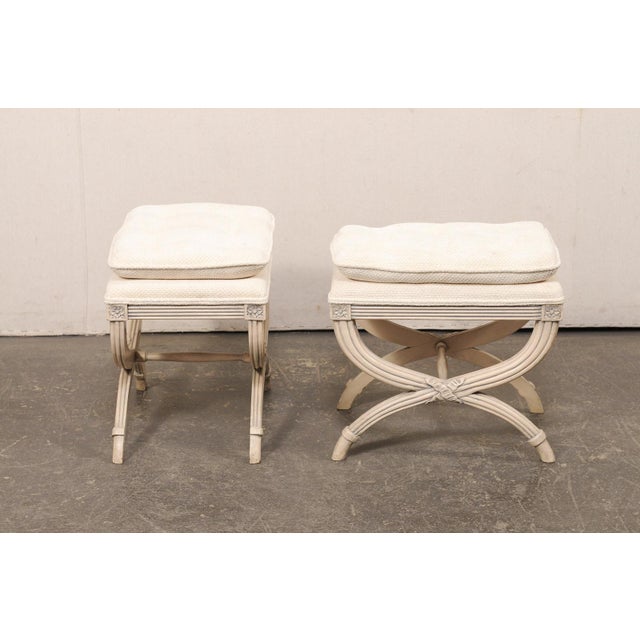 Mid 20th Century French Pair Curule Stools W/ Pillow Top Seat For Sale In Atlanta - Image 6 of 11