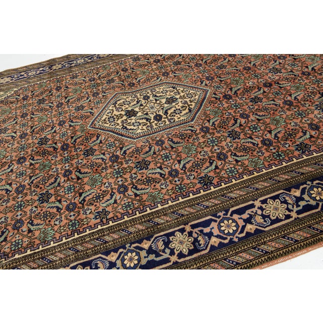 1960s Allover Designed Vintage Tabriz Wool Rug With Terracotta Color For Sale - Image 5 of 10