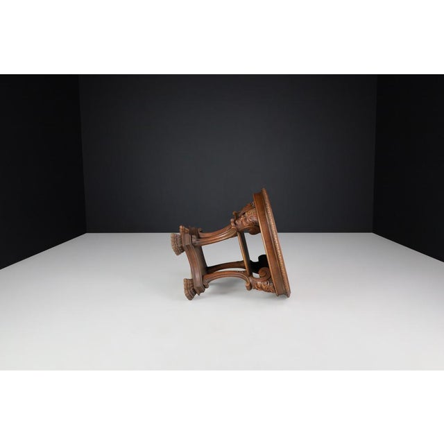 Neoclassical Italian Round Walnut Center Table with Carved Figural Legs, 1920s For Sale - Image 6 of 9