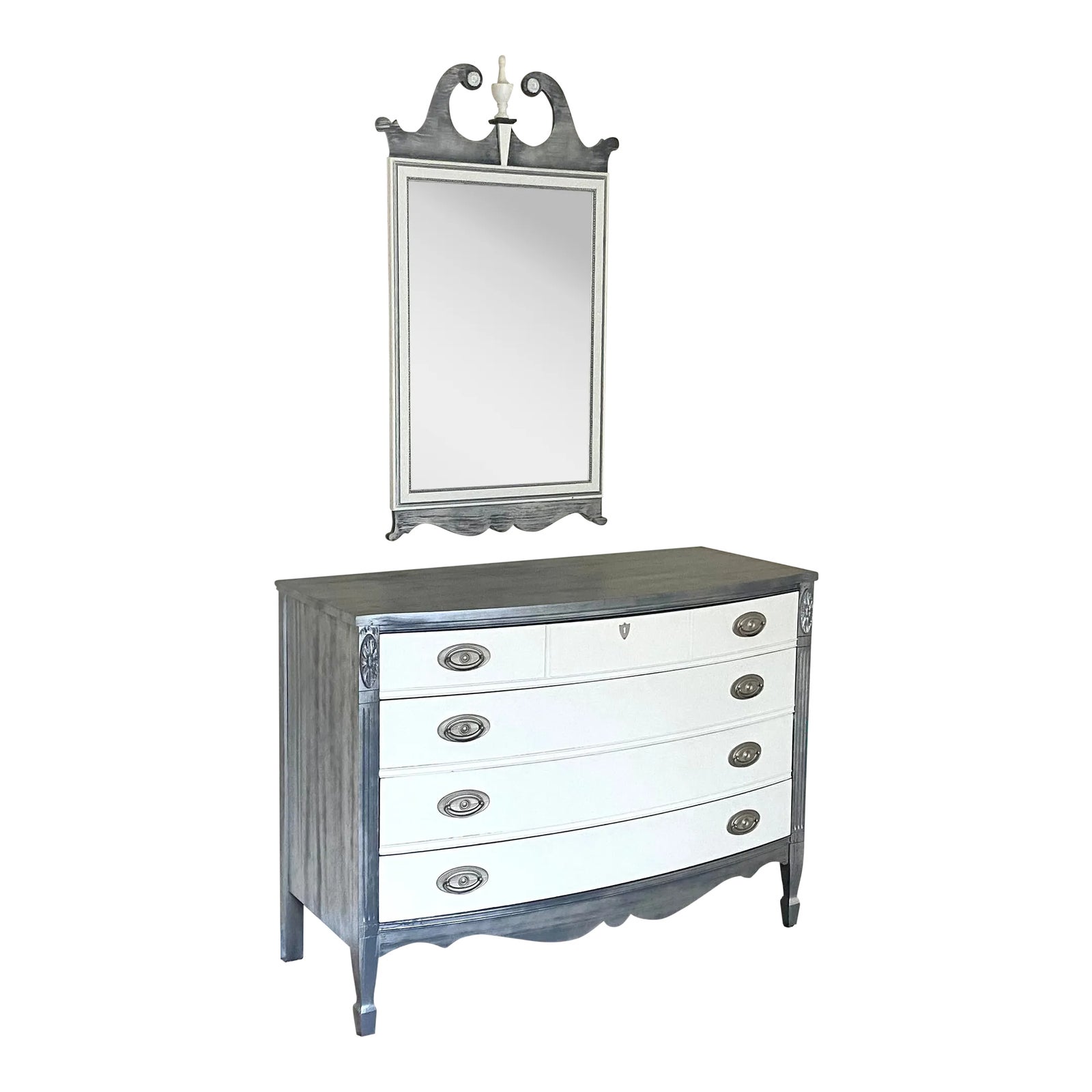 White and Grey Dresser and Mirror Chairish