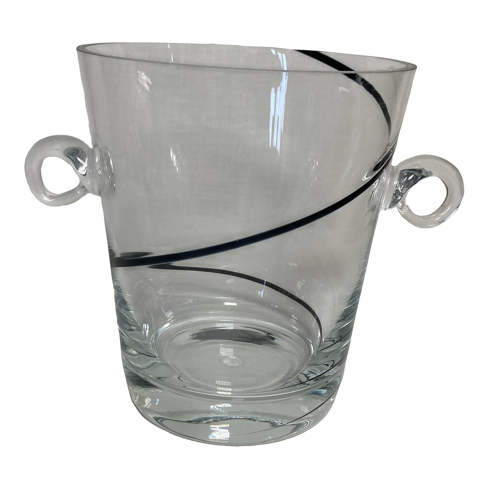 Vintage Hand Blown Glass Champagne Ice Bucket With Black Swirl Chairish