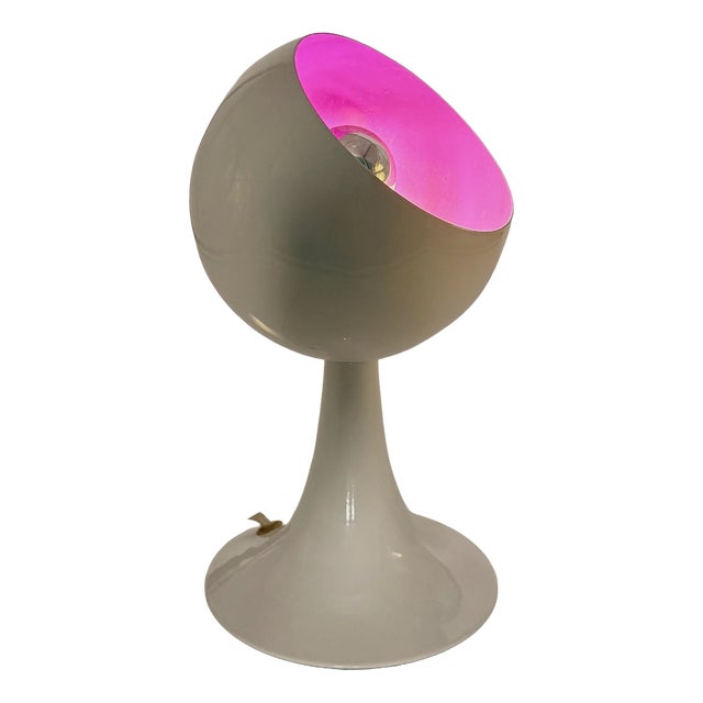 Vintage Tulip Table Lamp with Purple Interior Shade, 1990s For Sale