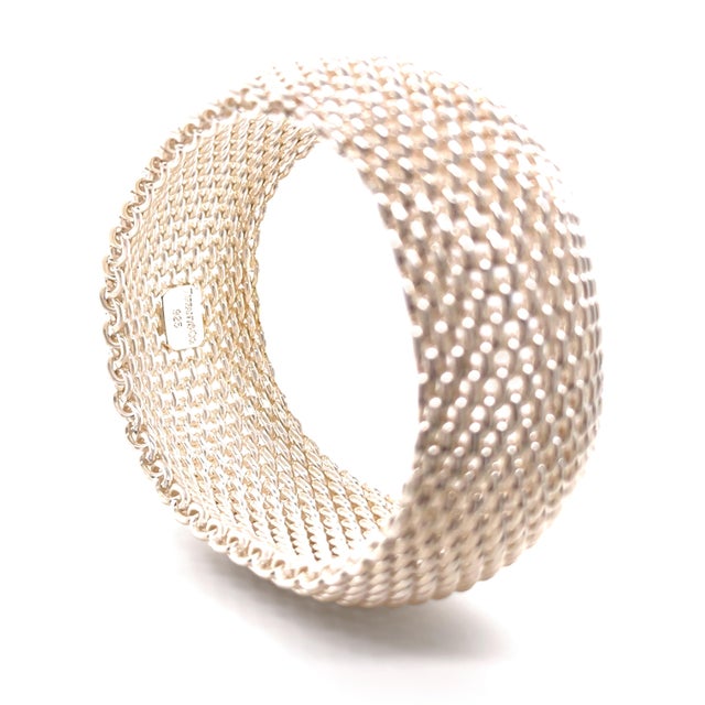 Contemporary Tiffany & Co. Sterling Silver Somerset Mesh Weave Bracelet 116g For Sale - Image 3 of 7