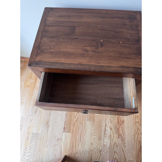 Wood Pair of Circa Loft Rustic Wood Three-Drawer Bedside Chests For Sale - Image 7 of 9